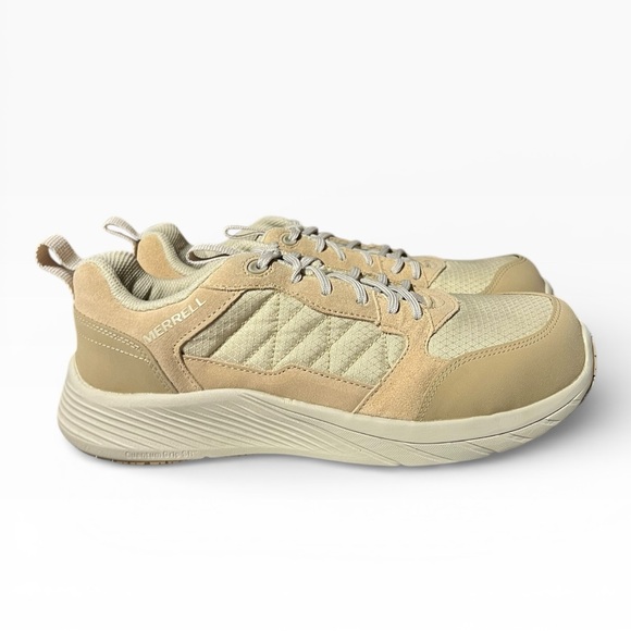 🌻NEW w/Box Merrell Work Alpine CF Sand Carbon Fiber Safety Toe Sneaker Men 9.5 - Picture 4 of 11